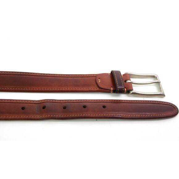 HandCrafted USA BROWN GENUINE LEATHER 1.25"Wd CASUAL DRESS MEN'S BELT 34/85 (t18 - Picture 13 of 14